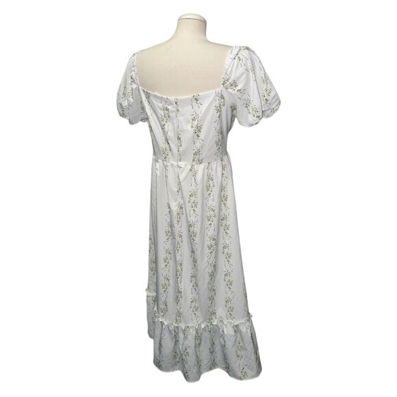 Shein Floral Cottagecore Midi Dress Sz Large Womens Puff Sleeves & Sweetheart Ne - Picture 9 of 13
